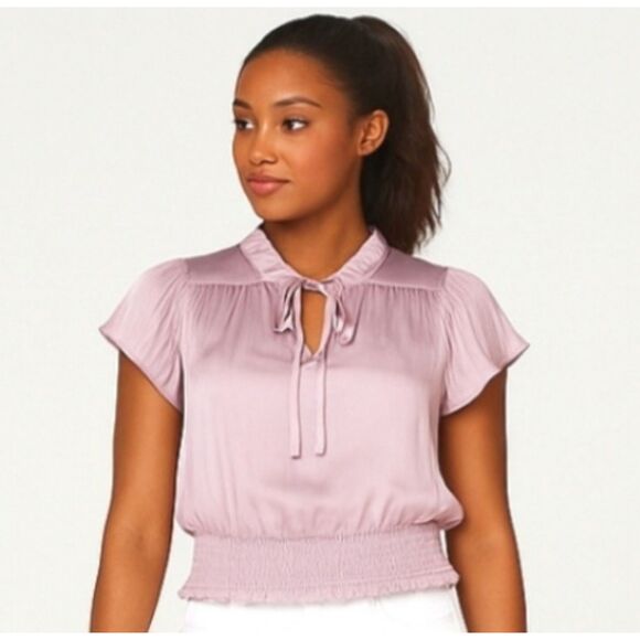 SINCERELY JULES Women’s Lavender Ruffle Smocked Hem Blouse Medium Romantic Boho - Picture 1 of 9